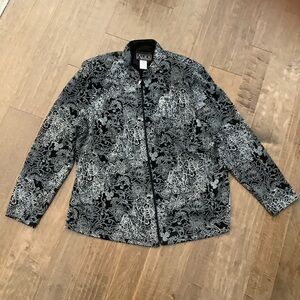 Alex Evenings Black W/ Silver Floral Jacket, 2 X